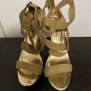 Elegant Gold Strappy Women's Heels